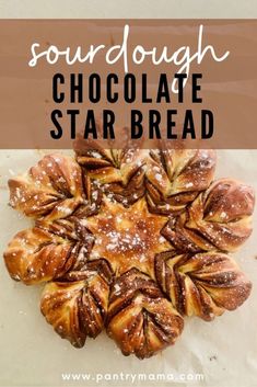 sourdough chocolate star bread with text overlay