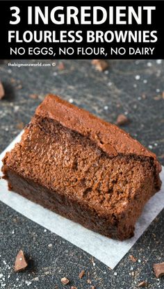 three ingredient flourless brownies no eggs, no flour, no dairy