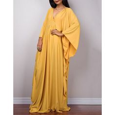 Yellow Front Woven Bat Sleeve Beachwear Kimono Bohemian Solid Color Maxi Dress For Beach Season, Bohemian Solid Color Maxi Dress For Vacation, Long Sleeve Solid Color Maxi Dress For Beach, Solid Color Long Sleeve Maxi Dress For Vacation, Casual Long Sleeve Maxi Dress For Vacation, Casual Maxi Dress For Beach Season Loungewear, Casual Oversized Maxi Dress For Beach Season, Oversized Yellow Maxi Dress For Summer, Yellow Solid Color Maxi Dress For Vacation