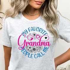 Celebrate your grandma's love with our "My Favorite People Call Me Grandma" T-shirt! Perfect for any loving grandmother, this shirt features a beautiful floral design and charming typography.  📌 Premium Quality: Made from soft, breathable cotton for maximum comfort and durability. 📌 Personalized Touch: Customizable with names, making it a unique gift tailored just for her. 📌 Heartfelt Design: Decorated with lovely floral patterns and warm, affectionate text. 📌 Versatile Wear: Perfect for cas Best Grandma, My Favorite People Call Me, Grandma Shirt, Grandma Birthday, Grandma Shirts, Floral Tee, Gift For Grandma, Grandma Gifts, Design Floral