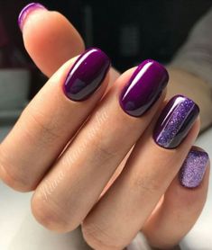 Short Square Nail Art Designs, Deep Purple Nails Design, Dip Nail Trends, Almond Ideas, Nails Violet, Ongles Gel Violet, Purple Gel Nails, Plum Nails