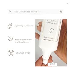 Regentiv Specialist Skincare on Instagram: "Finding a hand cream that ticks all the boxes can be harder than you think, that's why our Age Defying Hand Cream is an undeniable favourite, here's why... ✔️Delivers optimum and long-lasting hydration without leaving the skin slippy ✔️Contains Shea Butter which acts as a smoother for cracked skin and wrinkles ✔️Has SPF20, your hands are as exposed to the elements as your face ✔️Brightens mottled skin and pigmentation ✔️Its gentle formula is perfe Face Brightening, Skin Care Brands