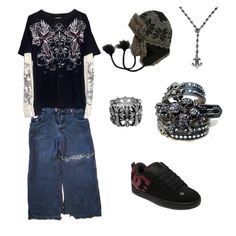 Vintage Outfits 2000s, 2000s Fashion Men, Bb Belt, 2000s Men, Y2k Outfits Men, Affliction Clothing, Affliction Shirt, Punk Style Outfits, Outfits 2000s