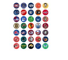 a bunch of different sports logos on a white background, all in various colors and sizes