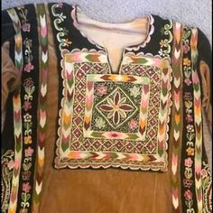 In Good Condition Custom Made Embroidered Very Detailed Fits Medium To Large Dresses Velvet, Velvet Dress, Tan Brown, Custom Made, Long Sleeve Dress, Velvet, Womens Dresses, Long Sleeve, Women Shopping