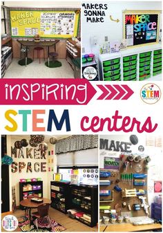 My students love STEM so they're going to be super excited to see these inspiring STEM centers! It's great for kindergarten or first grade classroom! #stemkids #kidsstem #stemteacher #learning Steam Lab Classroom, Steam Center In Classroom, Math Science Classroom Setup, Stem Sign Classroom, Science Centers Elementary, Stem Centers Elementary, Science Lab Classroom Design, Steam Lab Elementary Decor, Stem Areas In Classroom