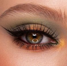 Wedding Makeup Green Eyeshadow, Green And Brown Eyeshadow Looks, Dark Green Prom Makeup, Olive Green Makeup Look, Green And Brown Eyeshadow, Green Eyeshadow For Brown Eyes, Eyeshadow For Hazel Eyes, Olive Makeup, Prom Things