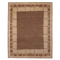 a brown and beige rug with an intricate border