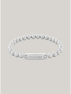 Tommy Hilfiger women's bracelet. Accent your work and weekend wardrobe with our versatile metal bead bracelet. Showcasing our Monotype logo, these sleek beads look great on their own for a minimalist charm or stacked for a more bold, casual look.  Material: Stainless Steel. Modern Metal Beaded Bracelets For Everyday Wear, Modern Metal Beaded Bracelets For Everyday, Everyday Metal Beaded Bracelets With Round Beads, Metal Beaded Bracelets With Round Beads, Metal Bead Bracelet, Women's Shoes Accessories, Metal Bead, Weekend Wardrobe, Tommy Hilfiger Women