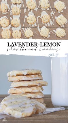 lemon shortbread cookies are stacked on top of each other