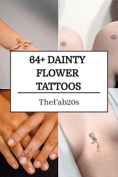 four different images with the words, 4 dainty flower tattoos