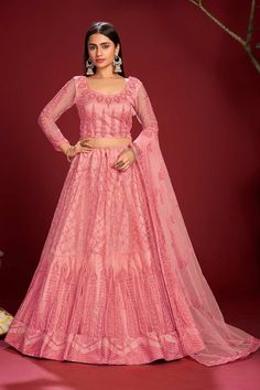 color-pink, fabric-net, work-embroidered, brand-name-krupali-savani,occasion-festivewear, occasion-wedding-guest, womenswear,ideal-for-women, lehengas, Product Features: Color: Pink Lehenga Fabric: Net Choli Fabric: Net Work: Embroidered Sleeves: Full Sleeves Neck Type: Round Neck Wash Care: Dry Clean Occasion: Festivewear, Wedding Guest Product Type: Lehenga Choli with Dupatta Disclaimer: There will be slight difference in digital to actual image Pink Net Lehenga, Salmon Pink Color, Net Lehenga, Pink Lehenga, Utsav Fashion, Net Dupatta, Light Pink Color, Stone Work, Salmon Pink