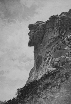 an old black and white photo of a cliff