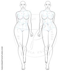 a drawing of a woman's body with the measurements for each side and back