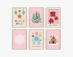 four christmas cards with different designs and words on the front, one is for children's room