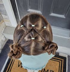 Medium Length Hairstyles For Kids, Toddler Gymnastics Hair, Pictures Day Hairstyles, Easy Gymnastics Hairstyles, Preschool Hair, Gymnastics Meet Hair, Girls Hairdos