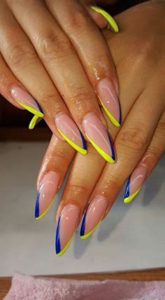 French Manicure With Different Colors, Spicy Nails, Manicured Hands, Fierce Nails, Ambre Nails, Fingernail Art, Designer Nails, Summer Sets, August Nails