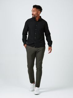 We created the perfect long sleeve button up, with the right mixture of comfort and style, just for you. Our performance shirts have 4-way stretch, are moisture wicking, wrinkle resistant and above all a great new addition to your wardrobe. The performance shirt will be your go-to for any occasion - day to night. This is a shirt that will have you satisfied at any given time. Details Model is 6'1" and wears a size medium. Care: Machine wash cold on delicate cycle, low tumble dry, do not iron Com Short Sleeve Button Up, Long Sleeve Shirt, Black Shirt, Moisture Wicking, Sleeve Shirt, Button Up, Long Sleeve Shirts, Size Medium, Wardrobe