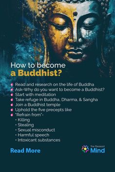 a buddha poster with the words how to become a buddhist?