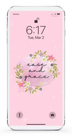 an iphone screen with the message save and grace written on it, in front of a pink background