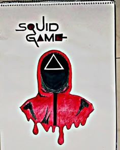 a drawing of a person wearing a hoodie with the word squid game on it