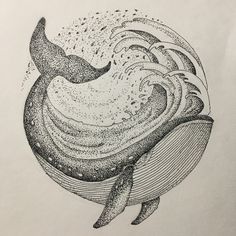 a drawing of a whale in the ocean