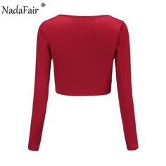 FREE SHIPPING Deep V Neck Knitted Long Sleeve Cropped Tops Ruched Lace Up Casual T-shirt JKP1058 Fall Crop Top In Solid Color, Solid Color Fall Crop Top, Fall Solid Color Crop Top, Plain Sweaters, Knitted Long Sleeve, Drawstring Top, Top Outfit, Crop Top Outfits, Cropped Tops