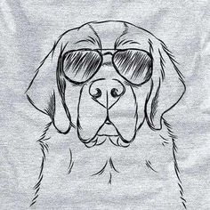 a drawing of a dog wearing sunglasses