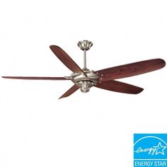 a ceiling fan that is on top of a white wall with the words energy star above it