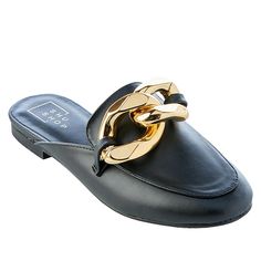 SHUSHOP ALEXIS Chain Slip-On Mule Sandal Style that doesn't chain you down. This slip-on, hybrid loafer-mule sandal is the perfect go-to shoe, from early morning work meetings to late Sunday brunch. Work Meetings, Sandal Style, Work Meeting, Slip On Mules, Loafer Mules, Mule Sandals, Morning Work, Sunday Brunch, Summer Sandals