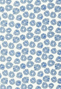 a square blue and white wallpaper with an abstract flower pattern on the bottom half of it