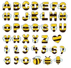 the letters and numbers are made up of bees