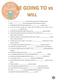 a printable worksheet with the words'hello fabulous, be going to vs will