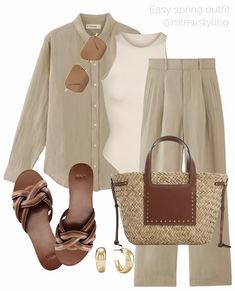 Beach Classy Outfit, Nude Outfits Classy, Nude Outfits, Outfits Classy, Beige Outfit, Casual Outfit Inspiration, Beige Pants, Casual Day Outfits, Easy Trendy Outfits