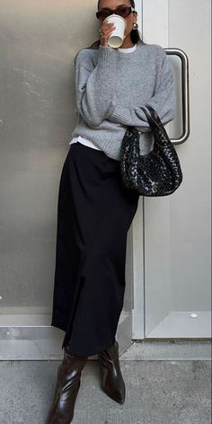 Rok Outfit, Black Skirt Outfits, Maxi Skirt Outfits, Mode Casual, Looks Street Style, 가을 패션