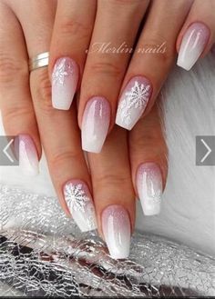 Nail Art Designs Winter, Pink Christmas Nail, Winter Nail Art Designs, Natural Gel Nails, French Pedicure, Nagel Tips, Ombre Pink, Nail Art Ombre, Christmas Nail Art Designs