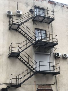 a fire escape on the side of a building