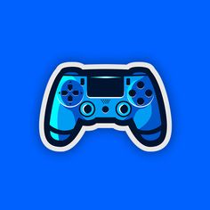 a video game controller sticker on a blue background