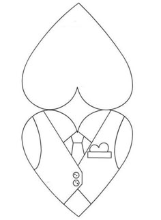 a drawing of a man in a suit and tie with a heart on the chest