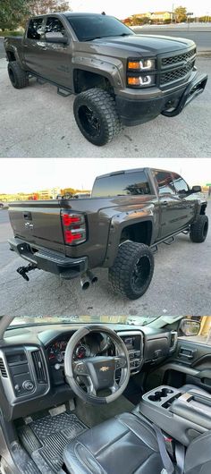 the front and back view of a truck with its hood up in different stages of restoration