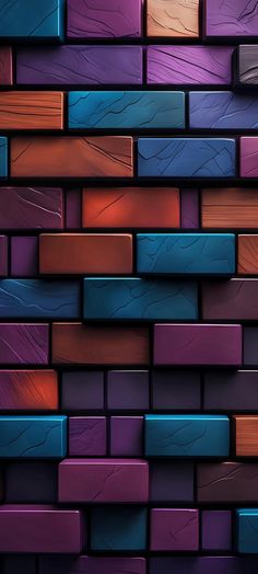 a wall made up of many different colored bricks