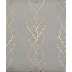 an elegant wallpaper with gold and silver swirls on grey background, suitable for use in interior or exterior decor