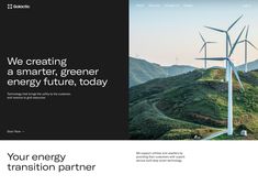 an image of a wind farm with the words, we creating a smarter, greener energy future today