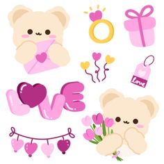 valentine's day clip art with teddy bears and hearts, flowers, gifts, and more