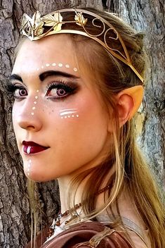 Elven Queen Costume, Viking Inspired Wedding Makeup, Fairy Warrior Makeup, Midevil Elf Makeup, Elven Face Marking, Elf Hair And Makeup, Ren Fair Elf Makeup, Renn Fest Makeup, Renn Faire Fairy Makeup