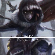 the cover art for nymeria, featuring an image of a man in a hooded coat