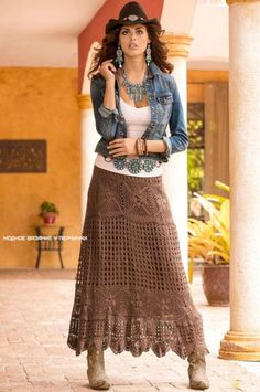 Look Hippie Chic, Western Skirts, Boho Summer Outfits, Estilo Country, Western Outfits Women, Chic Skirts