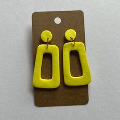 Questions? Leave A Comment Below! Handmade Yellow Rectangular Earrings, Handmade Minimalist Yellow Earrings, Minimalist Handmade Yellow Earrings, Yellow Earrings With Ear Wire For Everyday, Everyday Yellow Earrings With Ear Wire, Feather Earrings Silver, Gold Round Earrings, Bling Earrings, Earrings Clay