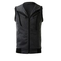 Modern and comfortable, this sleeveless zip up hoodie features one split kangaroo pocket and drawstrings, great for fall or spring to complement any casual outfit.The stylish hooded vest is easy to carry around to your outdoor activities such as basketball, hiking and camping.Style with your active shorts or pants.Occasion: Holiday, Weekend, Sports, School, Dating, etc. Size: 42. Color: dark gray. Gender: male. Age Group: adult. Pattern: Solid. Material: Polyester. Fall Streetwear Vest With Side Pockets, Hooded Vest With Pockets For Fall, Hooded Outdoor Vest For Spring, Casual Hooded Vest Outerwear, Sleeveless Hoodie With Drawstring Hood For Fall, Hooded Vest With Pockets For Spring, Casual Hooded Vest With Pockets, Hooded Athleisure Vest For Streetwear, Spring Hooded Vest With Pockets