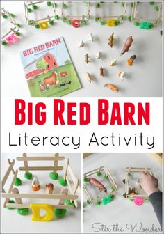 the big red barn book and toys are shown with text that reads,'little red barn